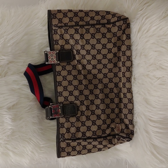 Authentic Gucci GG Monogram Supreme Sherry Web Pop Tote Bag - Picture 3 of 11